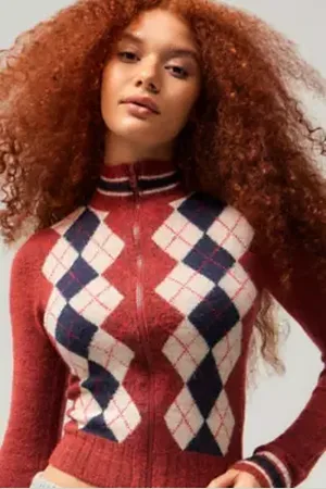 BDG Rowen Argyle Track Top in