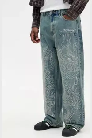 ED HARDY UO Exclusive Snake Panther Carpenter Jeans in