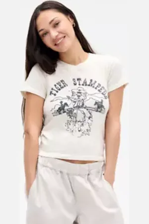 Urban Outfitters UO Tiger Stampede Hemp Baby T-Shirt di in