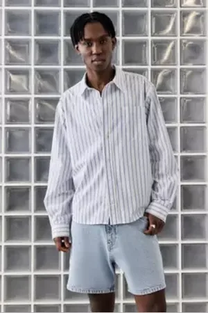 Loom Nolan White Poplin Business Stripe Shirt in