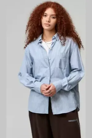 Archive At UO Blue Stripe Long Sleeve Shirt in