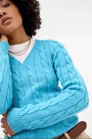 iets frans... Iets frans. Blaire V-Neck Cable Knit Jumper in a Urban Outfitters