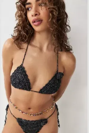 Out From Under Glitter Knit Bikini Top in a Urban Outfitters