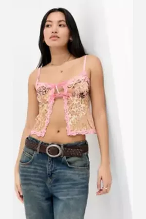 Out From Under Mix Print Tie-Front Cami in