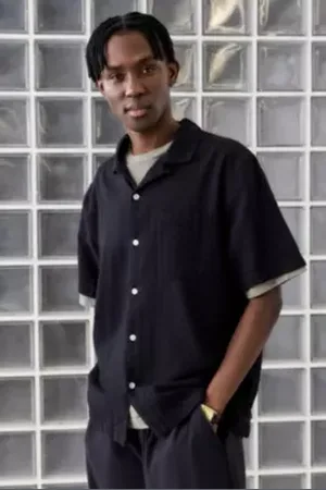 Loom Black Seersucker Shirt in