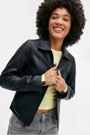 Silence + Noise Fitted Snake PU Jacket in