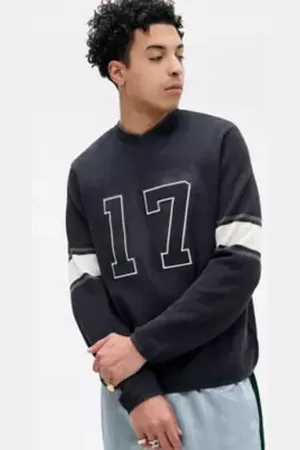 iets frans... Iets frans. Black Knit Long Sleeve Varsity Top in