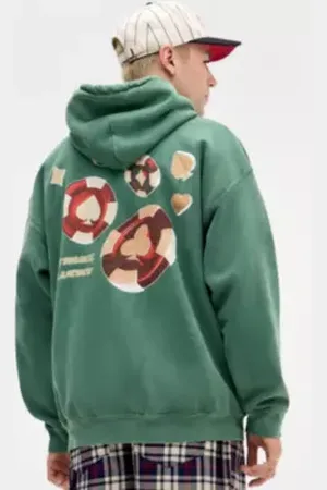 Urban Outfitters UO Green Player Hoodie di in