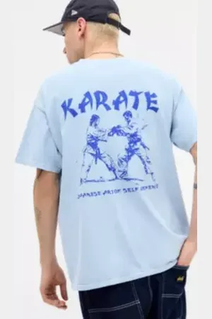 Urban Outfitters UO Blue Karate T-Shirt di