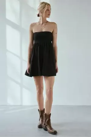 BDG Juliana Smocked Tie-Back Mini Dress in