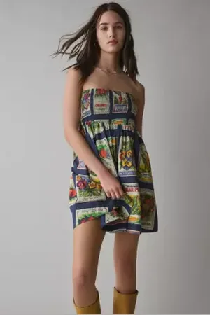 BDG Juliana Smocked Tie-Back Mini Dress in a Urban Outfitters