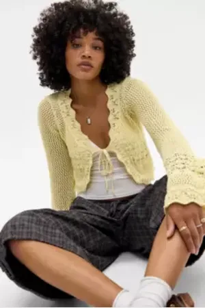 Urban Outfitters UO Rhodes Stitchy Tie-Front Cardigan di in
