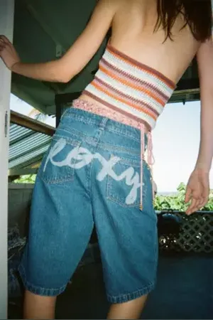 Roxy UO Exclusive Denim Script Jorts in