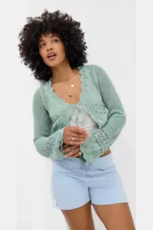 Urban Outfitters UO Rhodes Stitchy Tie-Front Cardigan di in