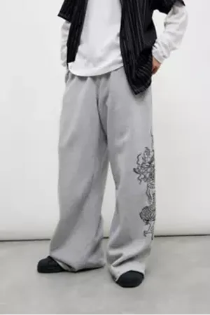 ED HARDY UO Exclusive Grey Dragon Wide Leg Joggers in