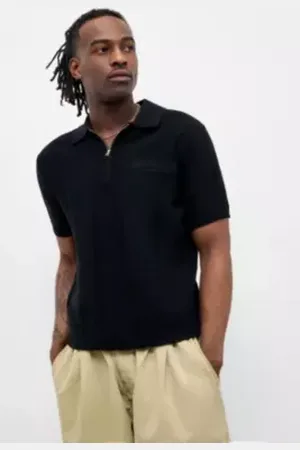 iets frans... Iets frans. Black Vertical Knit Polo Shirt in