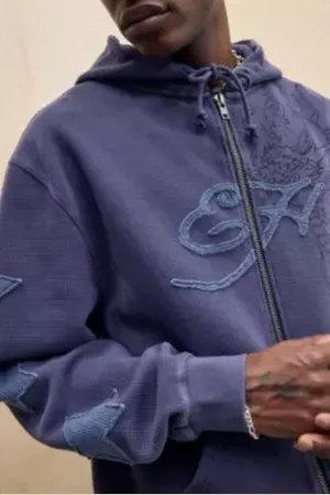 ED HARDY UO Exclusive Waffle Zip-Through Hoodie a Urban Outfitters