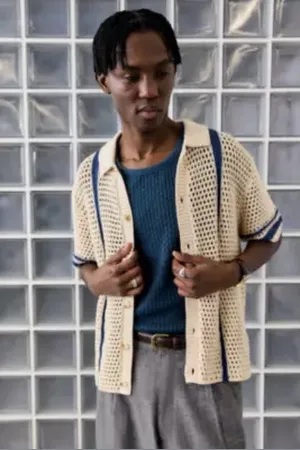 Loom Ecru Knitted Polo Shirt in a Urban Outfitters