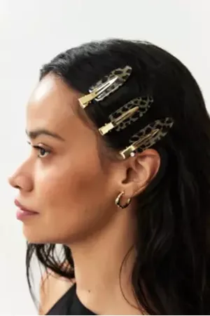 Urban Outfitters Leopard Print Creaseless Hair Clip Set di in