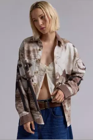 BDG Printed Denim Shirt in a Urban Outfitters