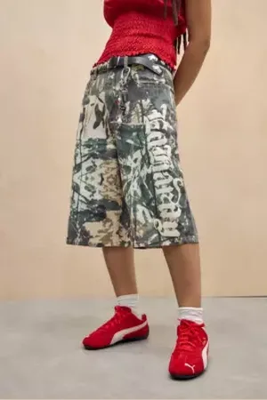 ED HARDY UO Exclusive Camo Gothic Jorts in a Urban Outfitters