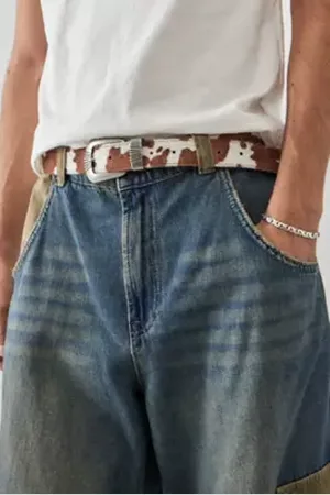 Urban Outfitters UO Cow Print Buckle Belt di in