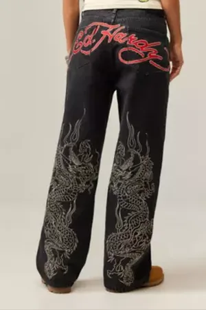 ED HARDY UO Exclusive Embroidered Jeans in a Urban Outfitters