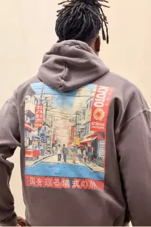 Urban Outfitters UO Brown Kyoto Hoodie di in