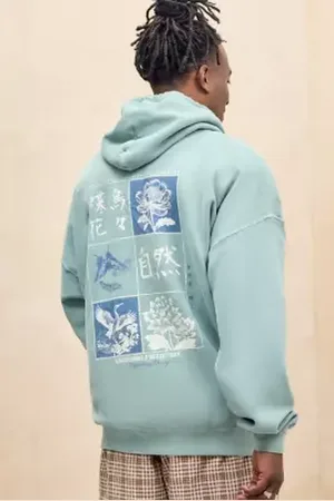 Urban Outfitters UO Seafoam Japan Flowers Hoodie di in