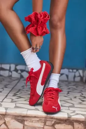 PUMA Red & White Speedcat Trainers in