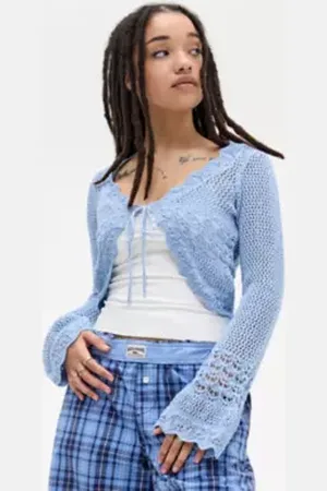 Urban Outfitters UO Rhodes Stitchy Tie-Front Cardigan di in