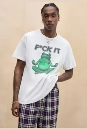 Urban Outfitters UO White F*ck It Frog T-Shirt di in