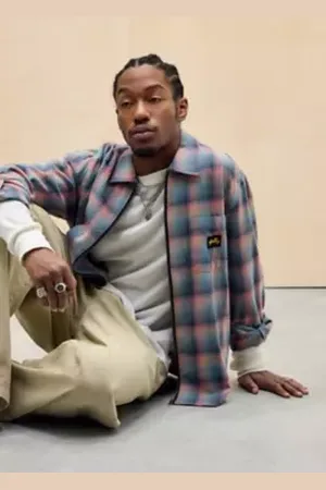 Stan Ray & Teal Plaid Zip Shirt