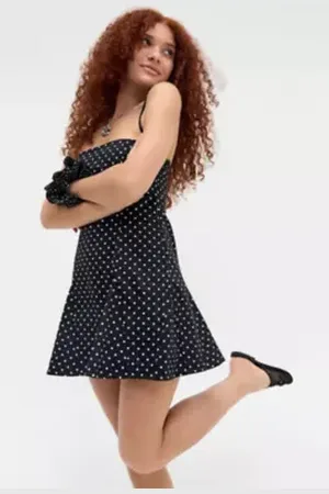 Silence + Noise Strappy Back Godet Mini Dress in