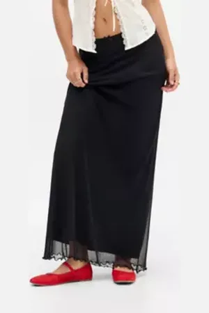 Urban Outfitters UO Mesh Column Maxi Skirt di in