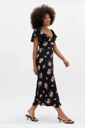 Love Triangle Flutter Sleeve Maxi Dress in a Urban Outfitters