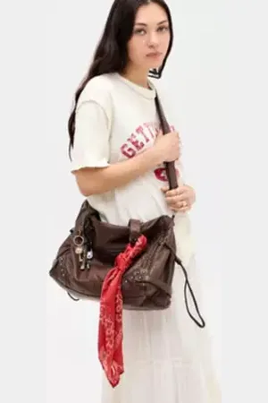 BDG Borsa Cindy in Pelle Sintetica Lavata con Dettaglio Sciarpa in