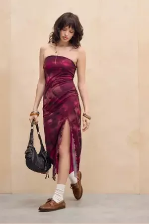 Urban Outfitters UO Samara Mesh Bandeau Midi Dress di in