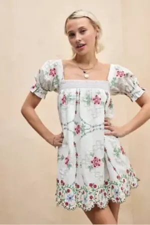 Damson Madder Vestito Mini Ricamato Lulu Rose in