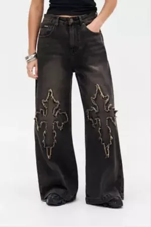 MINGA LONDON Jeans Baggy con Toppe Cross in