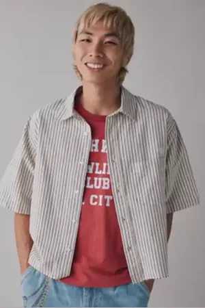 Urban Outfitters Camicia Oxford a Righe Tagliata UO di in