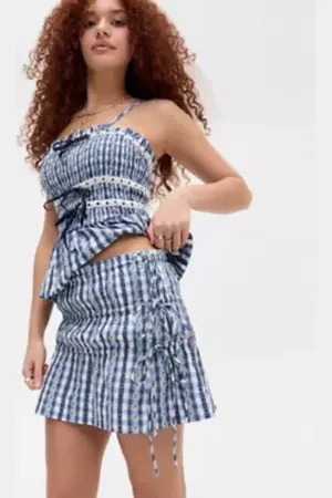 Damson Madder Blu Este Margot Gingham Minigonna in