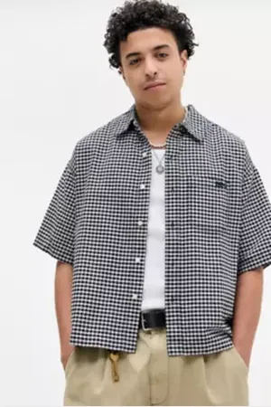 BDG Black Arlo Check Crop Oxford Shirt in