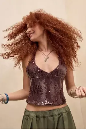 Motel Top Paillettes Halter Cosio in a Urban Outfitters