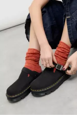 Dr. Martens Black Zebzag Suede Mules in