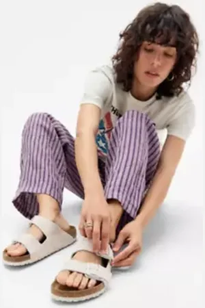Birkenstock Sandali Arizona in Pelle Scamosciata Bianca in