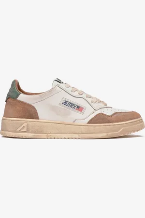 Autry Sneakers Super Vintage Low in pelle bianca e suede distressed