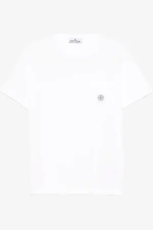 Stone Island T-shirt bianca slim fit con patch Compass