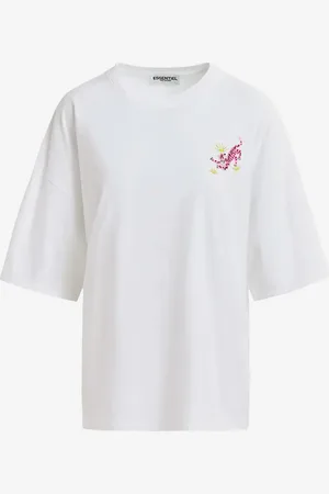 Essentiel Antwerp T-shirt bianca con ricamo di perline