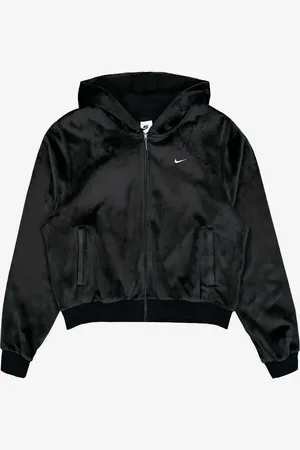 Nike Felpa nera in velour con cappuccio e zip